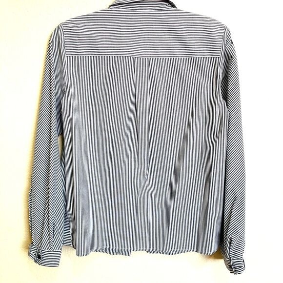 Laundry by Shelli Segal women top gray stripe long sleeve collar shirt size S - Picture 2 of 12